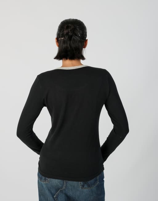 Vintage Liu Jo S long sleeve top in black, 2 of 4