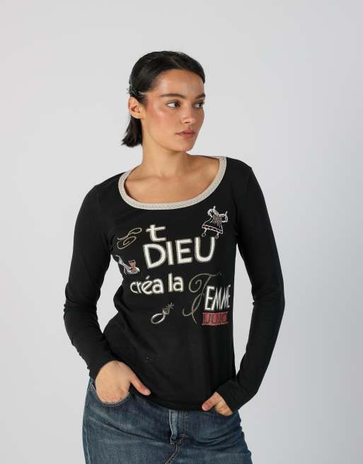 Vintage Liu Jo S long sleeve top in black, 3 of 4