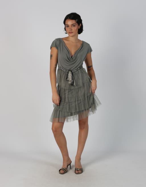 Vintage Liu Jo S woven midi dress in grey, 1 of 4