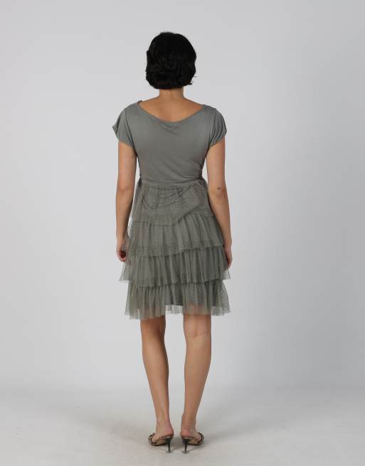 Vintage Liu Jo S woven midi dress in grey, 3 of 4