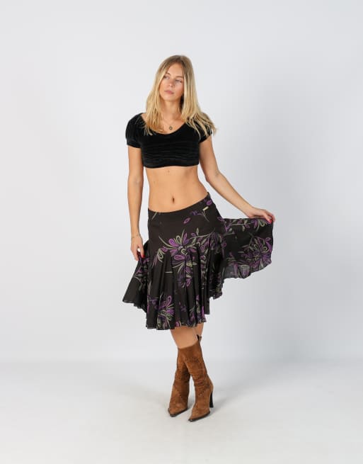 Vintage Liu Jo S woven midi skirt in black, 1 of 4