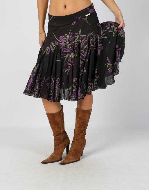 Vintage Liu Jo S woven midi skirt in black, 2 of 4