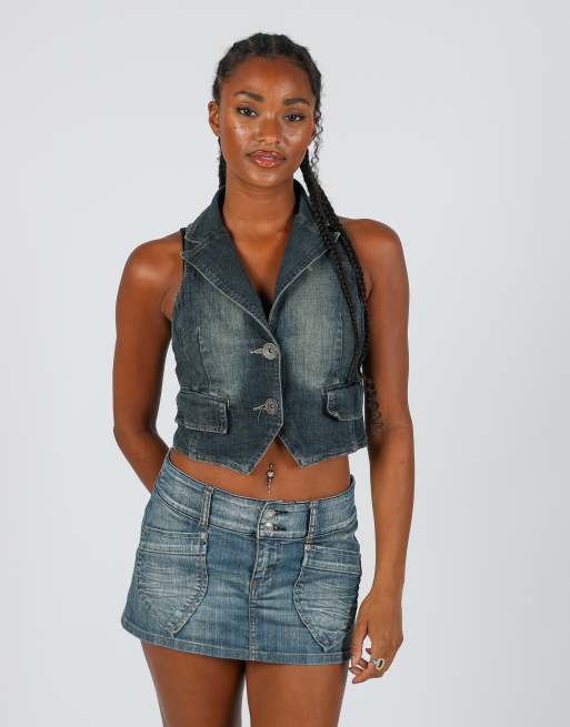 Vintage Livre Jeans S woven vest in blue