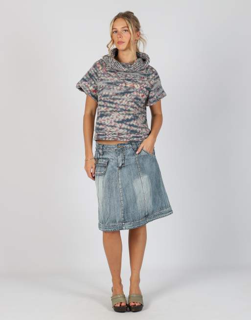 Vintage Livre S denim midi skirt in blue