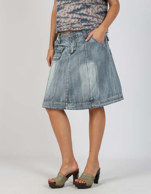 Vintage Livre S denim midi skirt in blue, 2 of 4