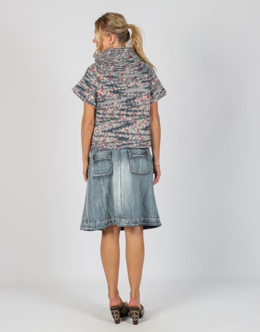 Vintage Livre S denim midi skirt in blue, 3 of 4