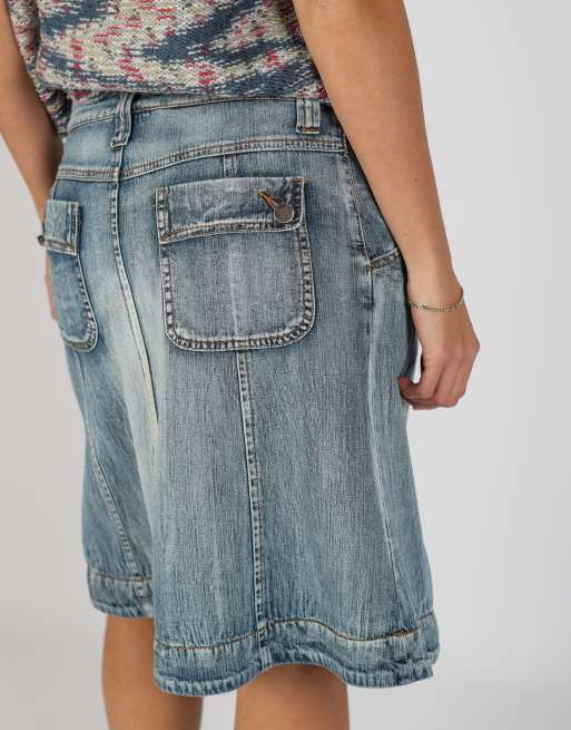 Vintage Livre S denim midi skirt in blue, 4 of 4