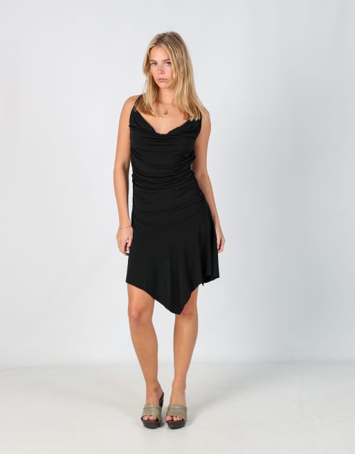 Vintage lizalu S woven midi dress in black