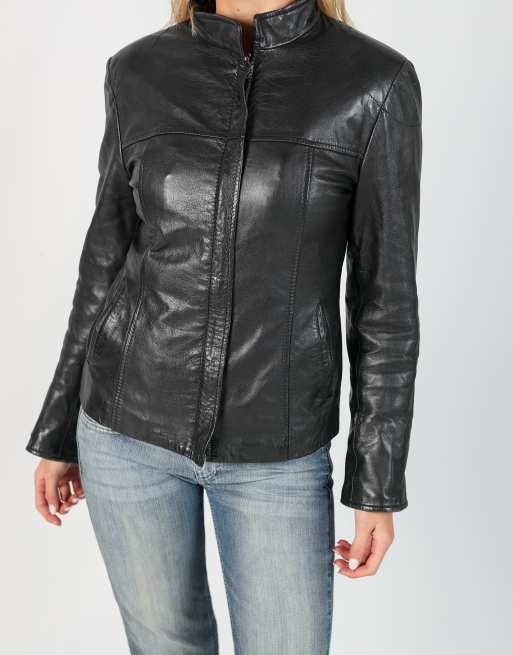 Vintage L.Lambertazzi S leather jacket in black | ASOS