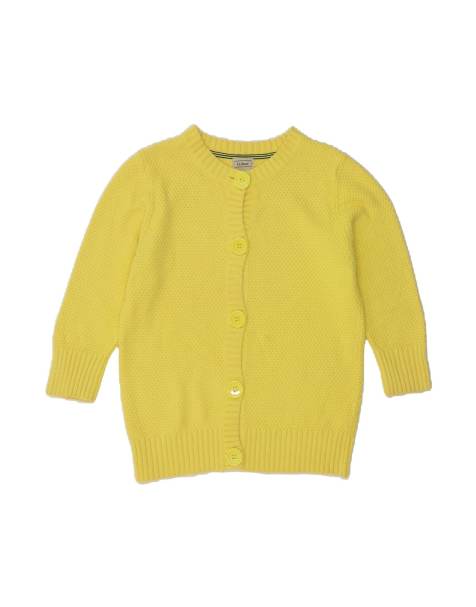 Vintage L.l.bean 3/4 Sleeve Cardigan Sweater UK 14 Medium In Yellow - view 1