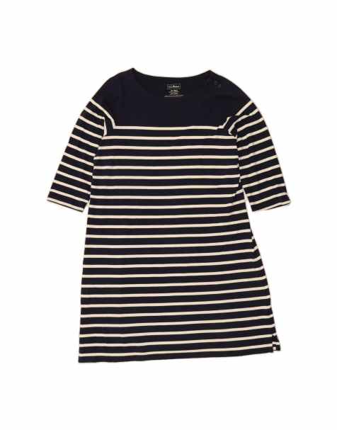 Vintage L.l.bean 3/4 Sleeve T-shirt Dress UK 18 XL In Blue Striped - view 1