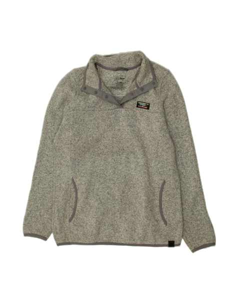 Vintage L.l.bean Button Neck Sweatshirt Jumper UK 14 Medium In Grey - view 1