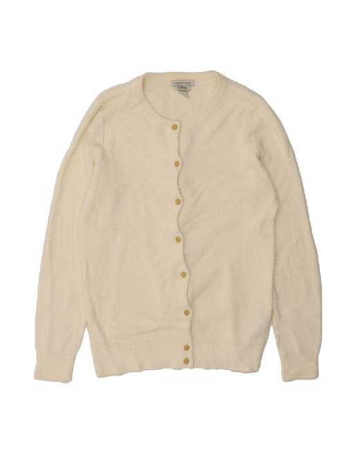 Vintage L.l.bean Cardigan Sweater UK 12 Medium In Off In White