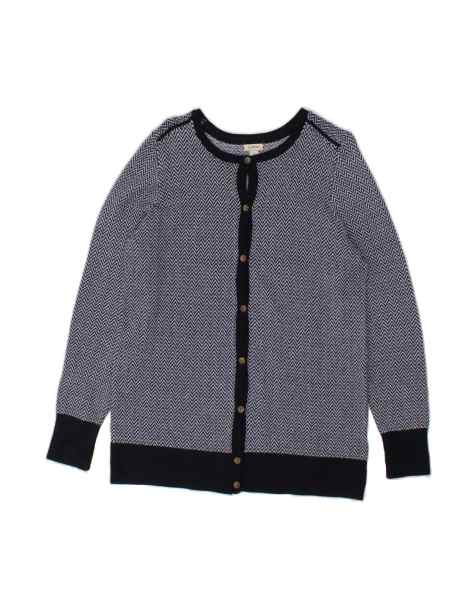Vintage L.l.bean Cardigan Sweater UK 14 Medium In Blue Chevron - view 1