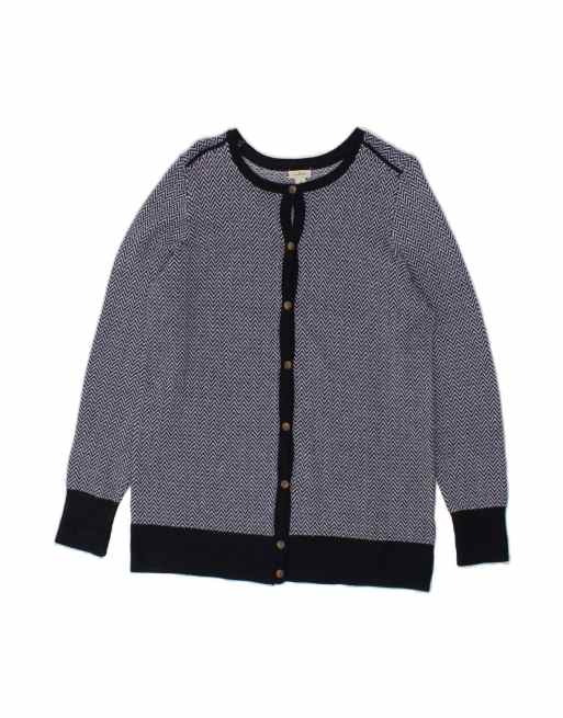 Vintage L.l.bean Cardigan Sweater UK 14 Medium In Blue Chevron