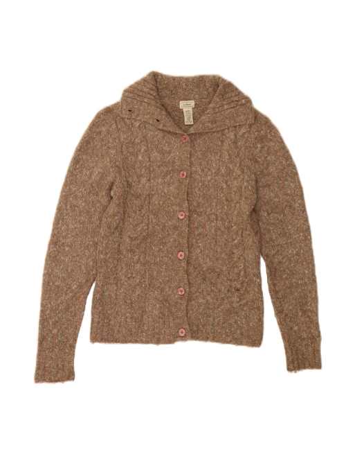 Vintage L.l.bean Cardigan Sweater UK 14 Medium In Brown Flecked