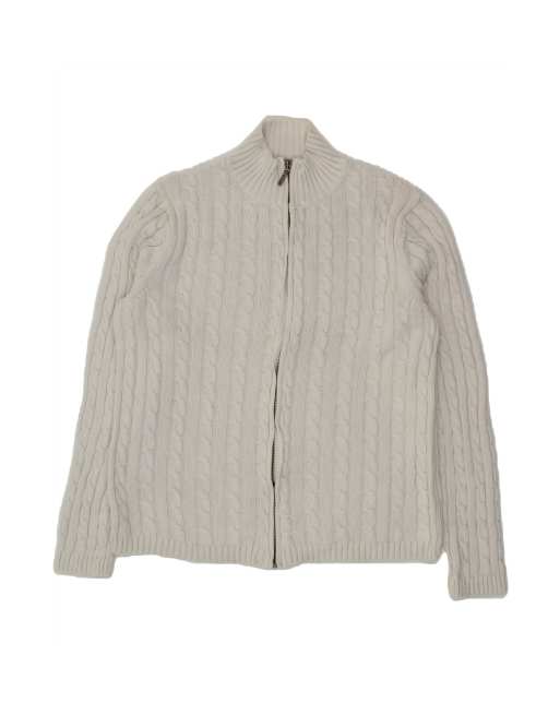 Vintage L.l.bean Cardigan Sweater UK 14 Medium In White