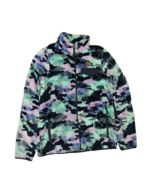 Vintage L.l.bean Fleece Jacket UK 14 Medium In Multicoloured Camouflage