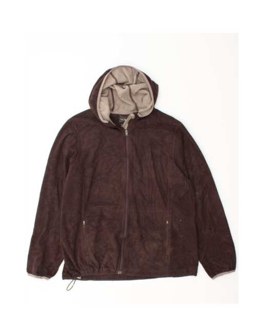Vintage L.l.bean Hooded Fleece Jacket UK 42 XL In Brown