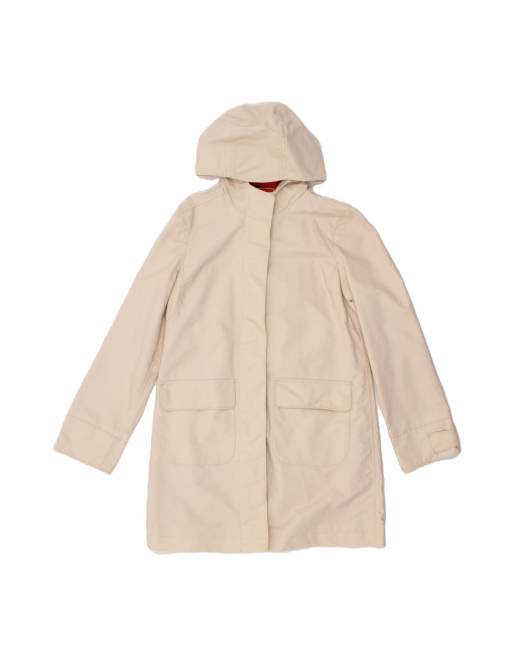 Vintage L.l.bean Hooded Overcoat UK 10 Small In Beige