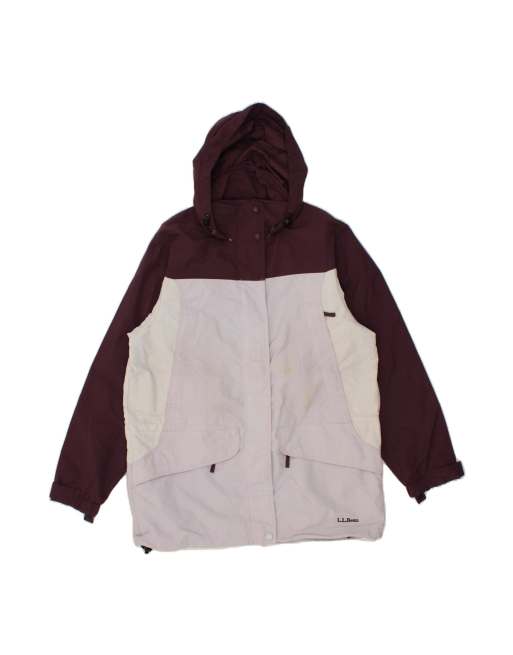 Vintage L.l.bean Hooded Rain Jacket UK 14 Medium In Purple Colourblock
