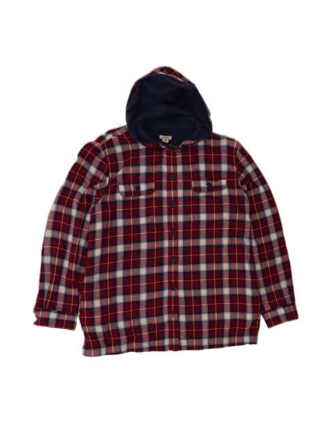 Vintage L.l.bean Loose Fit Hooded Bomber Jacket UK 16 Large In Burgundy Check - view 1