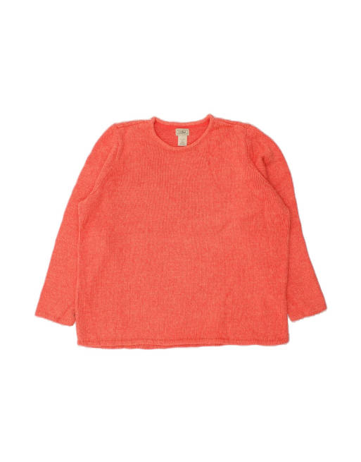 Vintage L.l.bean Oversized Crew Neck Jumper Sweater UK 18 XL In Pink