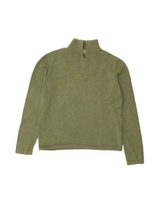 Vintage L.l.bean Oversized Zip Neck Jumper Sweater UK 10 Small In Green
