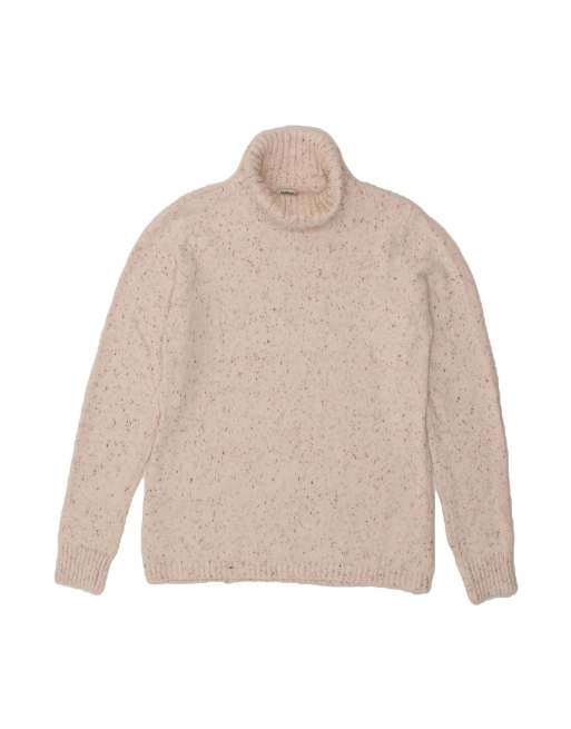 Vintage L.l.bean Roll Neck Jumper Sweater UK 14 Medium In White Flecked