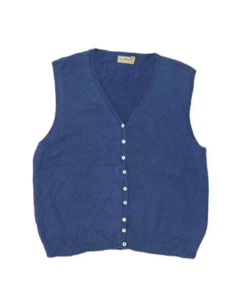 Vintage L.l.bean Sleeveless Cardigan Sweater UK 18 XL In Blue - view 1