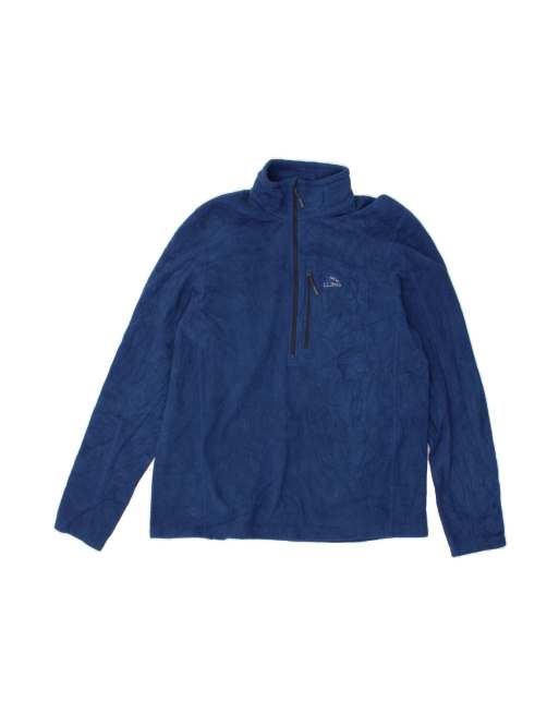 Vintage L.l.bean Slightly Fitted Zip Neck Fleece Jumper Large In Blue