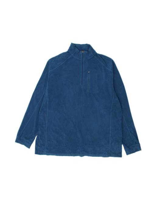 Vintage L.l.bean Tall Zip Neck Fleece Jumper 2XL In Blue