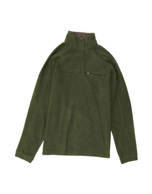 Vintage L.l.bean Tall Zip Neck Fleece Jumper Medium In Green