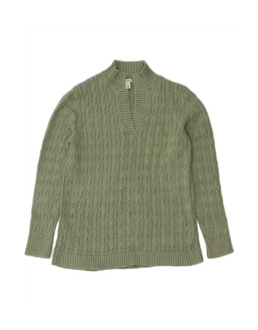 Vintage L.l.bean Turtle Neck Jumper Sweater UK 16 Large In Green