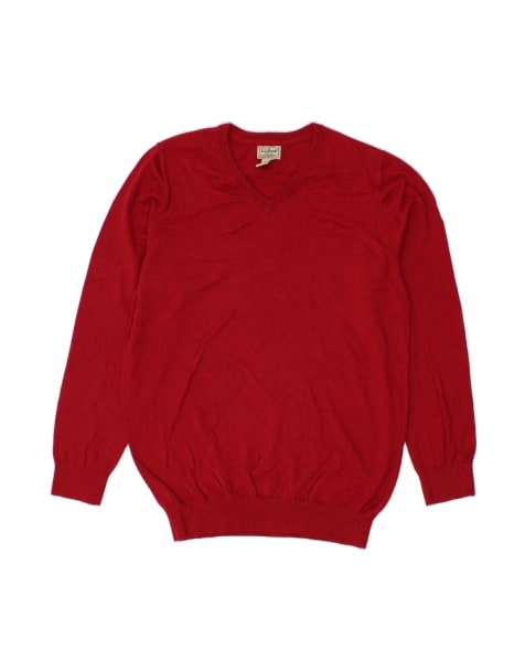 Vintage L.l.bean V-neck Jumper Sweater Large In Red - view 1