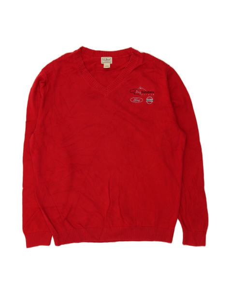 Vintage L.l.bean V-neck Jumper Sweater XL In Red - view 1