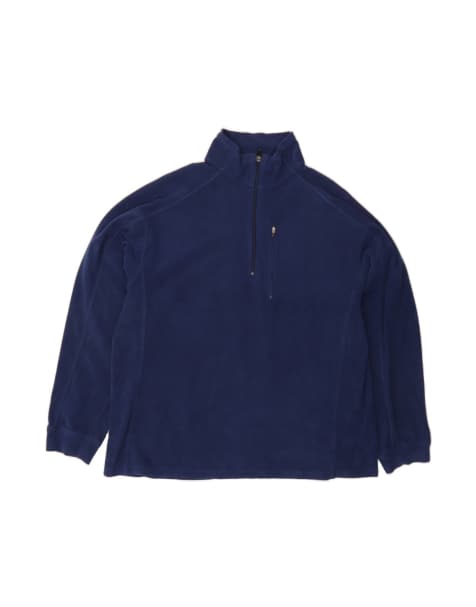 Vintage L.l.bean Zip Neck Fleece Jumper Large In Blue - view 1