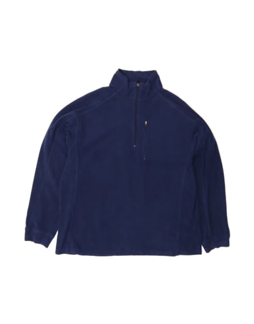 Vintage L.l.bean Zip Neck Fleece Jumper Large In Blue
