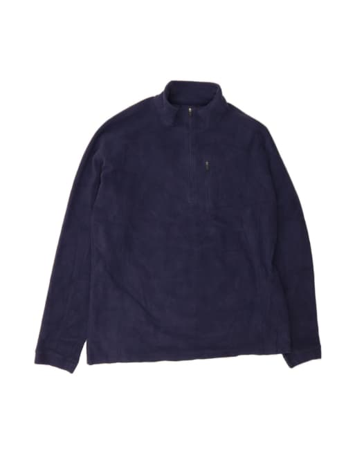 Vintage L.l.bean Zip Neck Fleece Jumper Large In Blue
