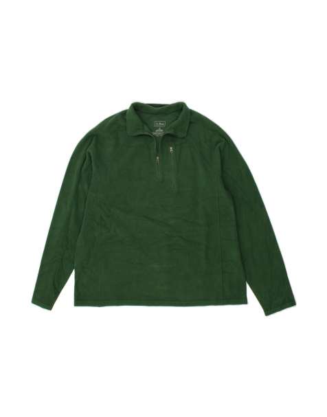 Vintage L.l.bean Zip Neck Fleece Jumper Large In Green - view 1