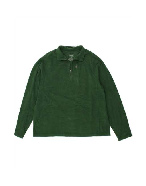 Vintage L.l.bean Zip Neck Fleece Jumper Large In Green