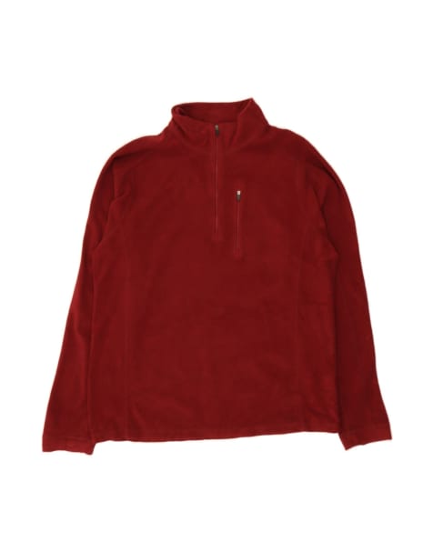 Vintage L.l.bean Zip Neck Fleece Jumper Large In Red - view 1