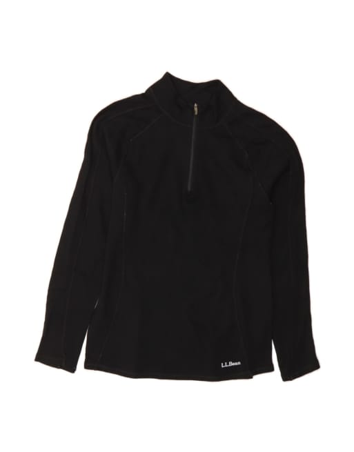 Vintage L.l.bean Zip Neck Fleece Jumper UK 12 Medium In Black