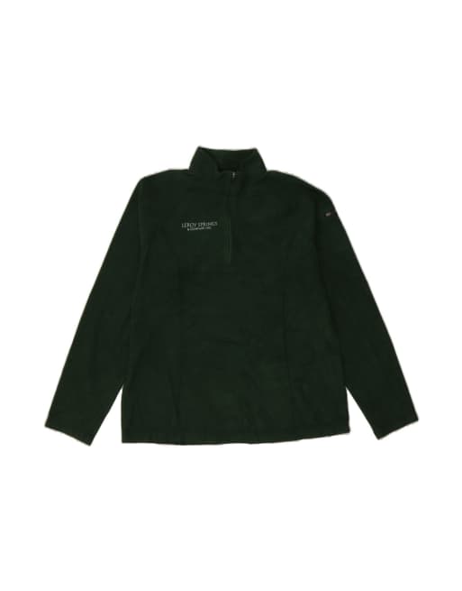 Vintage L.l.bean Zip Neck Fleece Jumper UK 16 Large In Green