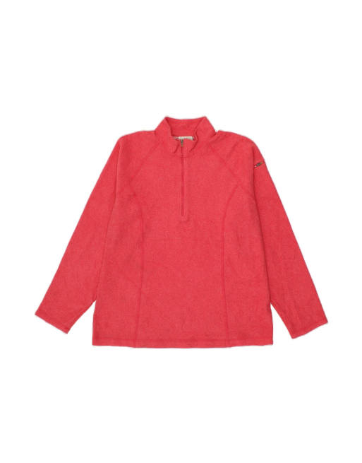 Vintage L.l.bean Zip Neck Fleece Jumper UK 16 Large In Pink