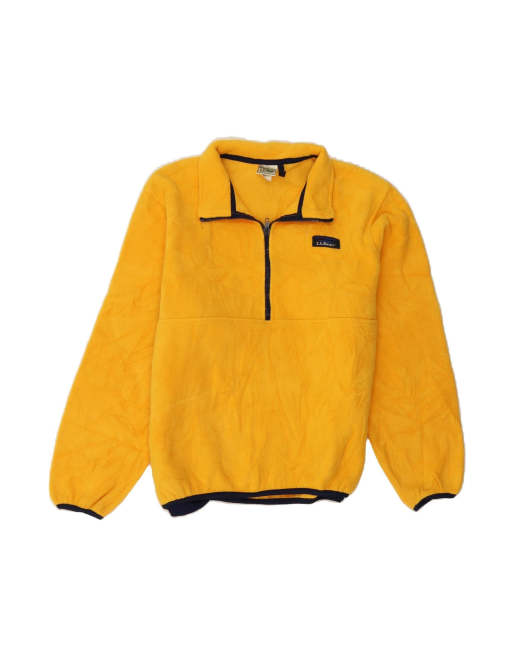 Vintage L.l.bean Zip Neck Fleece Jumper UK 16 Large In Yellow