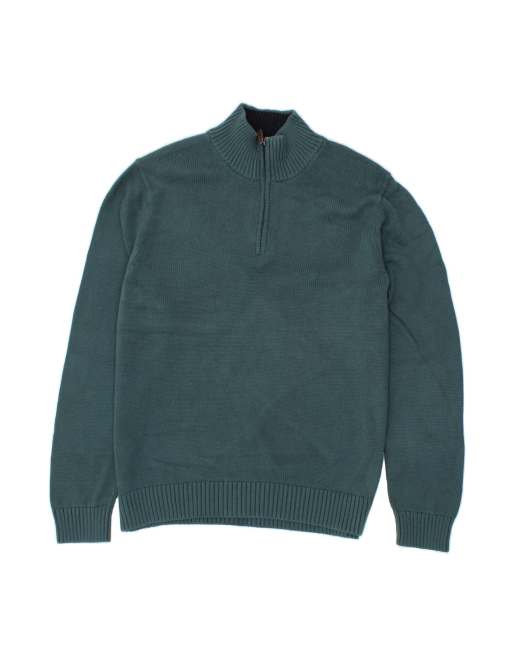 Vintage L.l.bean Zip Neck Jumper Sweater Large In Blue