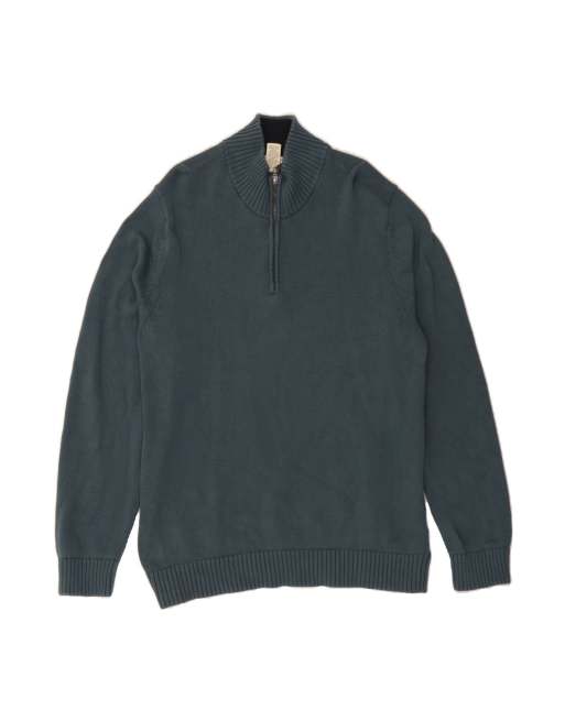 Vintage L.l.bean Zip Neck Jumper Sweater Large In Blue