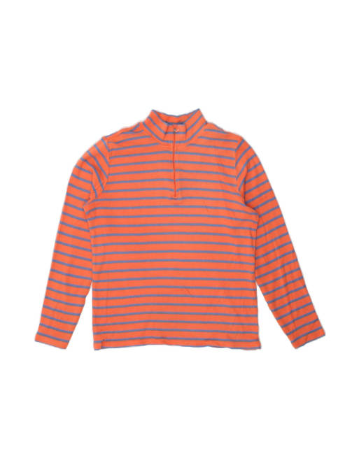 Vintage L.l.bean Zip Neck Jumper Sweater UK 16 Large In Orange Striped