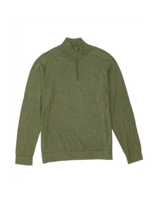 Vintage L.l.bean Zip Neck Jumper Sweater XL In Green